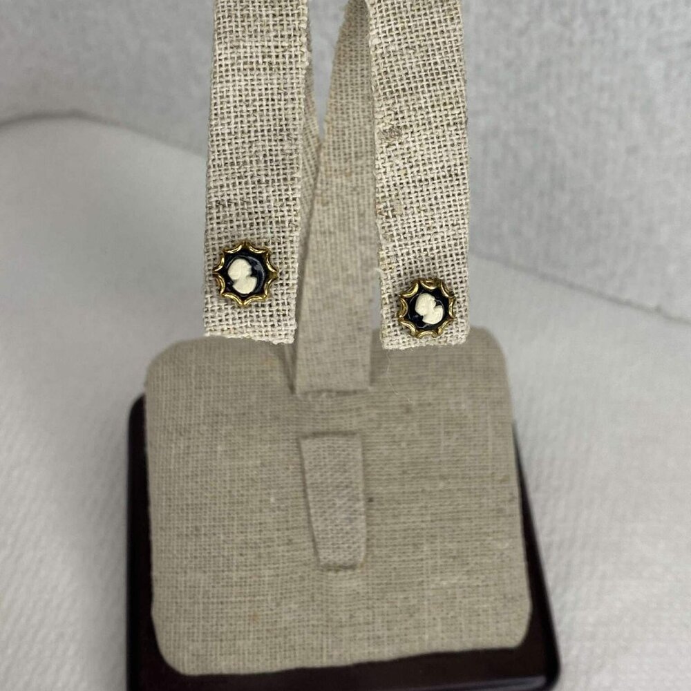 Vintage Micro Cameo Stud Earrings
